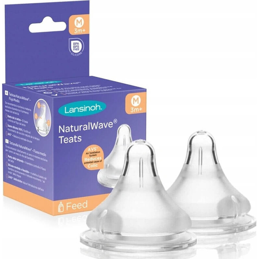 LANSINOH NaturalWaveTM S 1×2 pcs NaturalWaveTM S 1×2 pcs, chupete de silicona