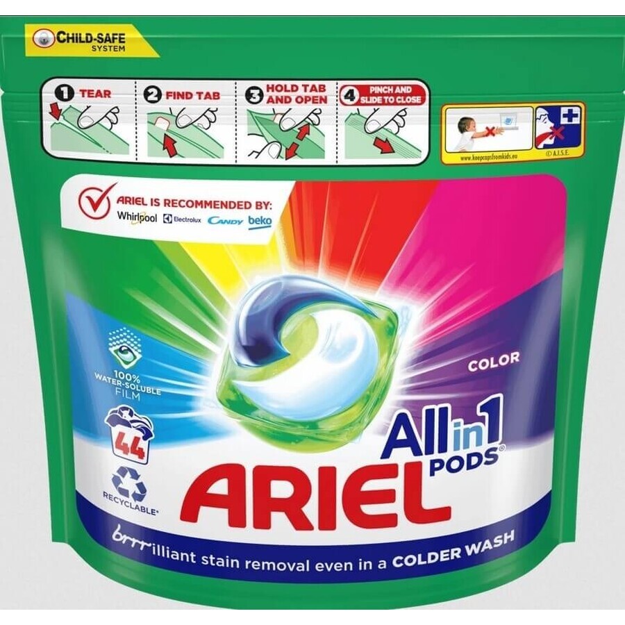 Ariel All-in-1 PODS Colour, Wash Gel Capsules, 44 Wash 1×44pcs, Wash Gel Capsules