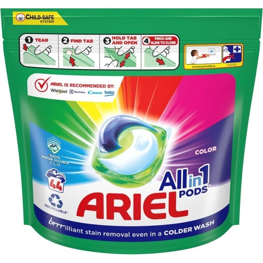 Ariel All-in-1 PODS Colour, Wash Gel Capsules, 44 Wash 1×44pcs, Wash Gel Capsules