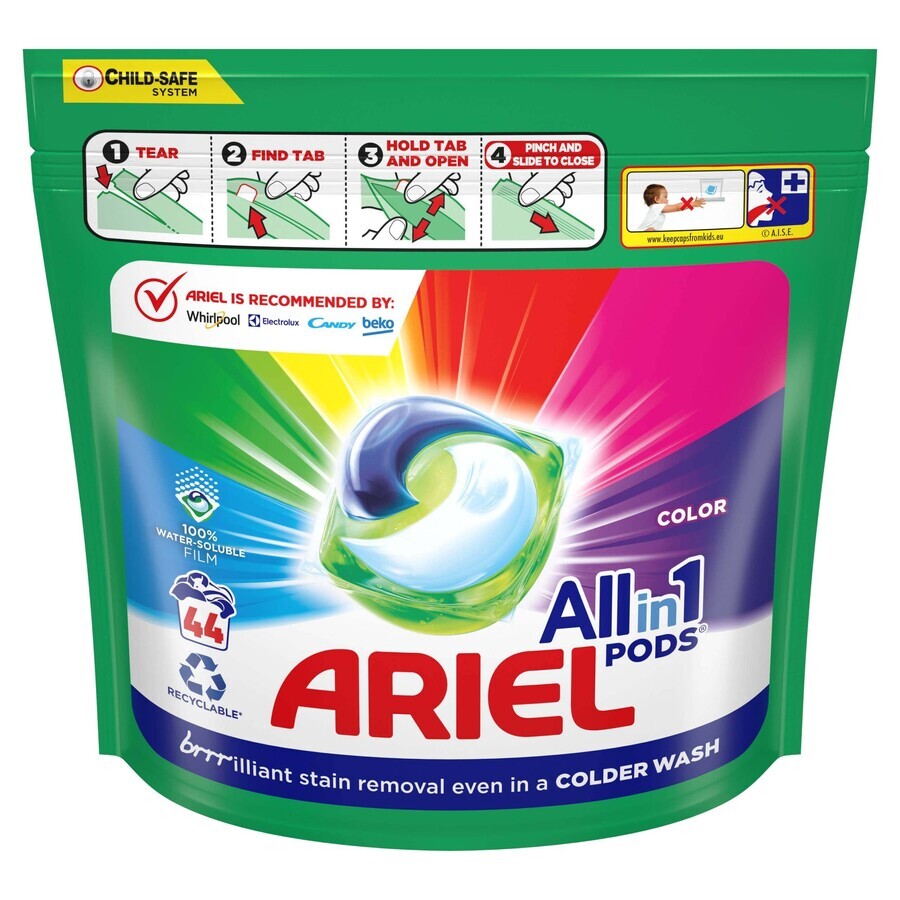 Ariel All-in-1 PODS Colour, Wash Gel Capsules, 44 Wash 1×44pcs, Wash Gel Capsules