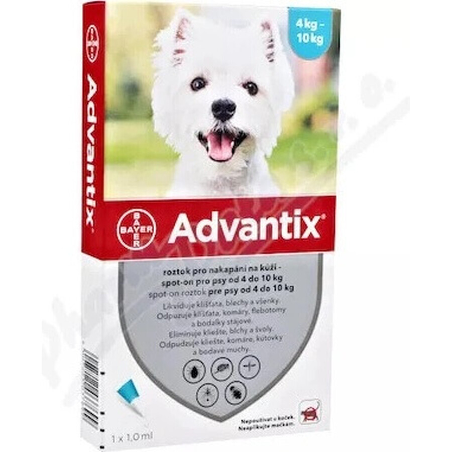 Advantix Spot-on voor honden van 4 tot 10 kg (4 pipetten) 4x1 ml