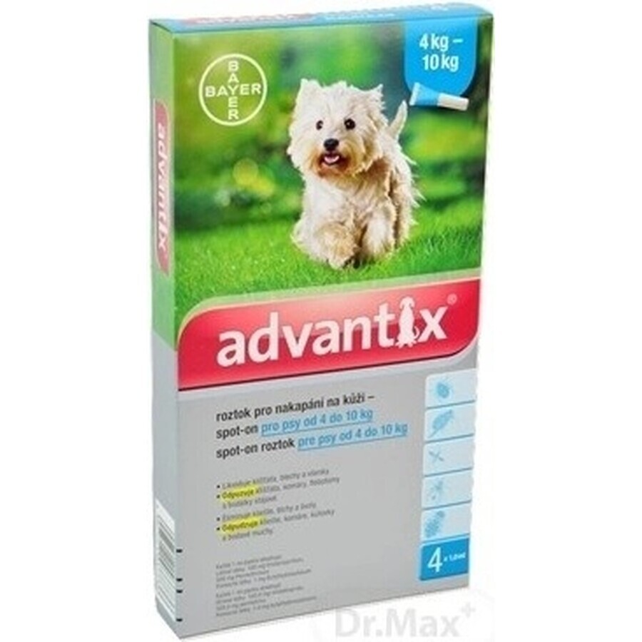 Advantix Spot-on voor honden van 4 tot 10 kg (4 pipetten) 4x1 ml