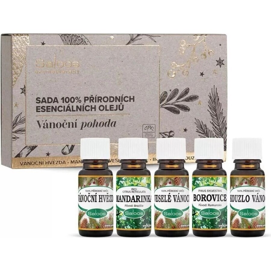 Saloos Kerstmis welzijn-set van etherische oliën 100% natuurlijk 5x10 ml, etherische olie set