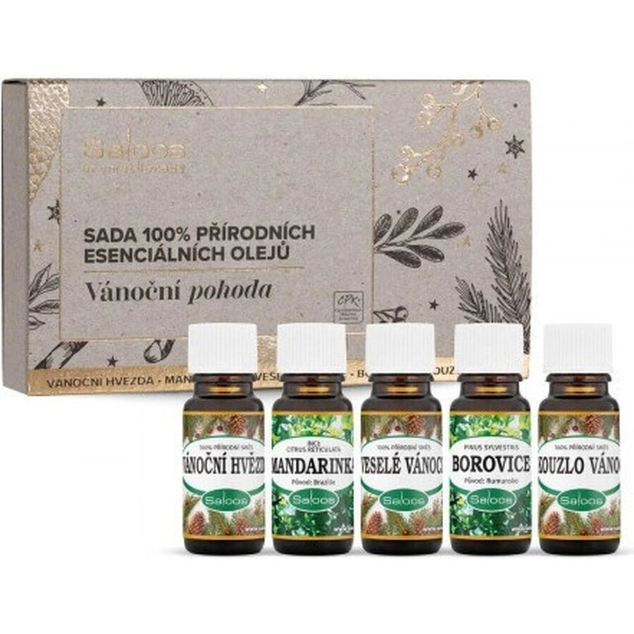 Saloos Kerstmis welzijn-set van etherische oliën 100% natuurlijk 5x10 ml, etherische olie set