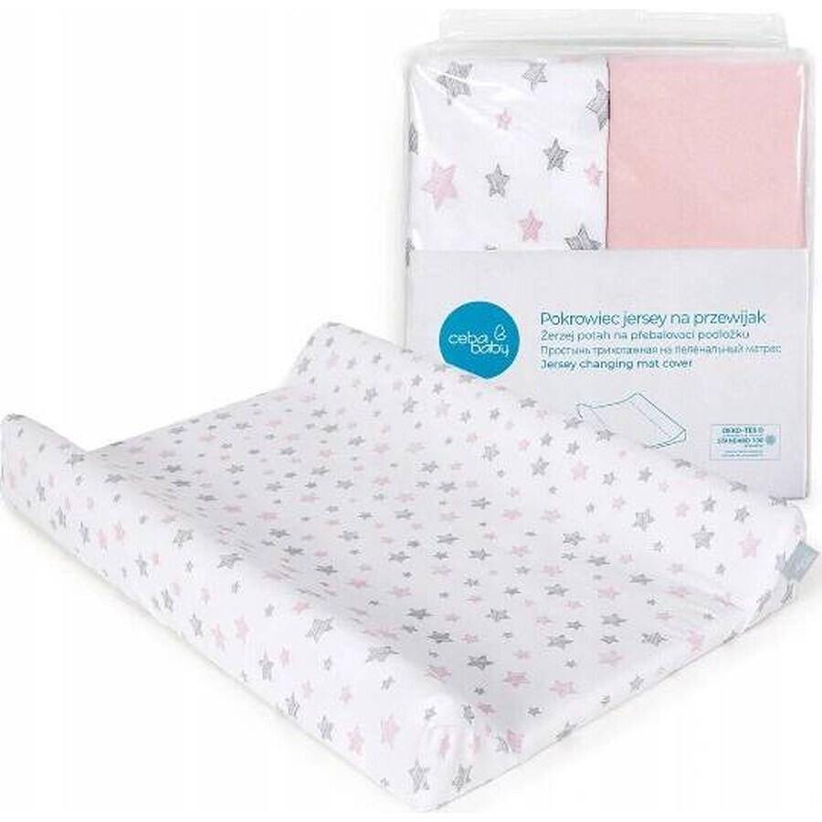 CEBA Wisselmatrashoes Candy Pink+Pink Stars 1×2 stuks, maat 50x70-80 cm