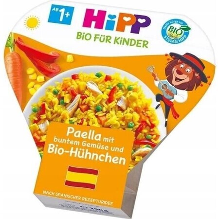 HiPP Paella biologique aux légumes et au poulet du Royaume-Uni. 1 an 1×250 g d'amuse-gueule aux légumes et à la viande pour enfants