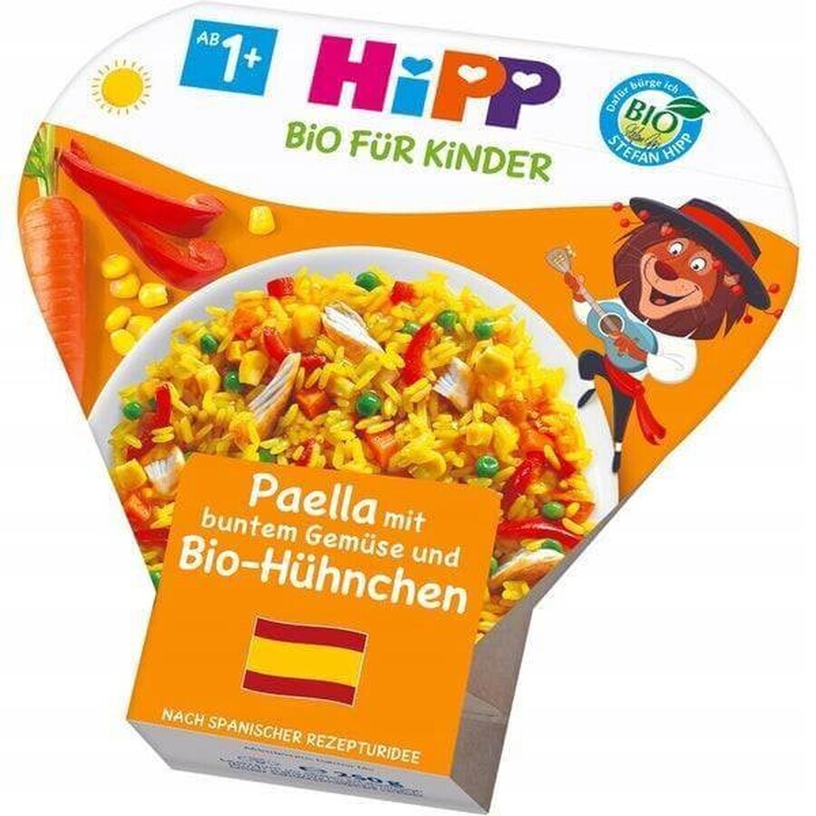 HiPP Paella biologique aux légumes et au poulet du Royaume-Uni. 1 an 1×250 g d'amuse-gueule aux légumes et à la viande pour enfants