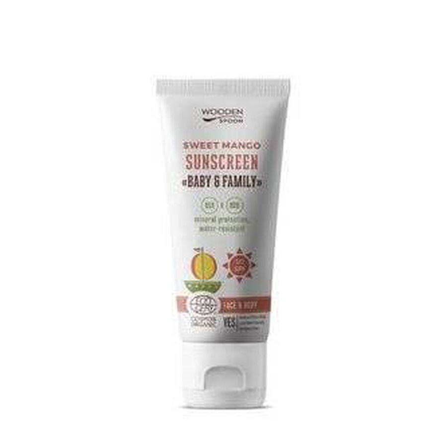 Houten Lepel Zonnebrandcrème Body Lotion Mango Baby & Family SPF 50 1×100 ml