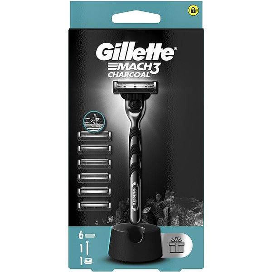 Rasoio Gillette Mach3 Charcoal + testine 6pcs 1×1, rasoio