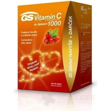 GS Vitamin C 1000+cones, 100+20 tbl 1×100+20 tbl, nutritional supplement