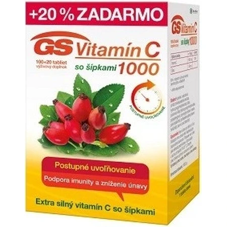 GS Vitamin C 1000+cones, 100+20 tbl 1×100+20 tbl, nutritional supplement