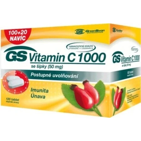 GS Vitamin C 1000+cones, 100+20 tbl 1×100+20 tbl, nutritional supplement
