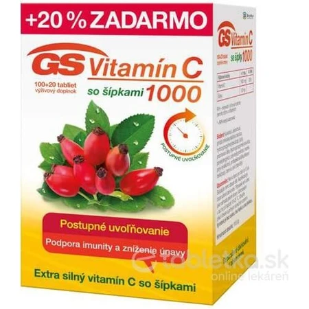 GS Vitamin C 1000+cones, 100+20 tbl 1×100+20 tbl, nutritional supplement