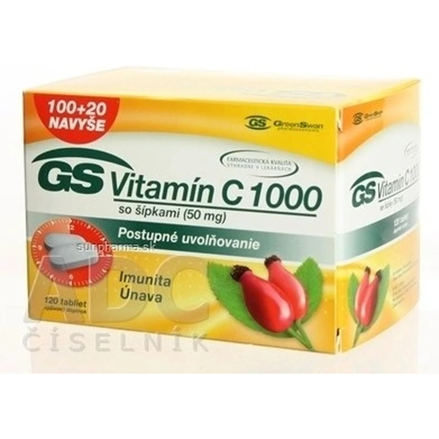 GS Vitamin C 1000+cones, 100+20 tbl 1×100+20 tbl, nutritional supplement