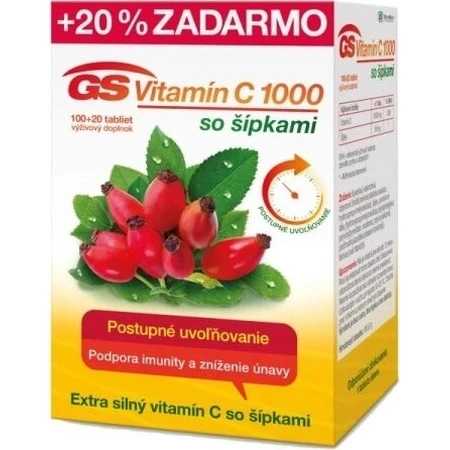 GS Vitamin C 1000+cones, 100+20 tbl 1×100+20 tbl, nutritional supplement