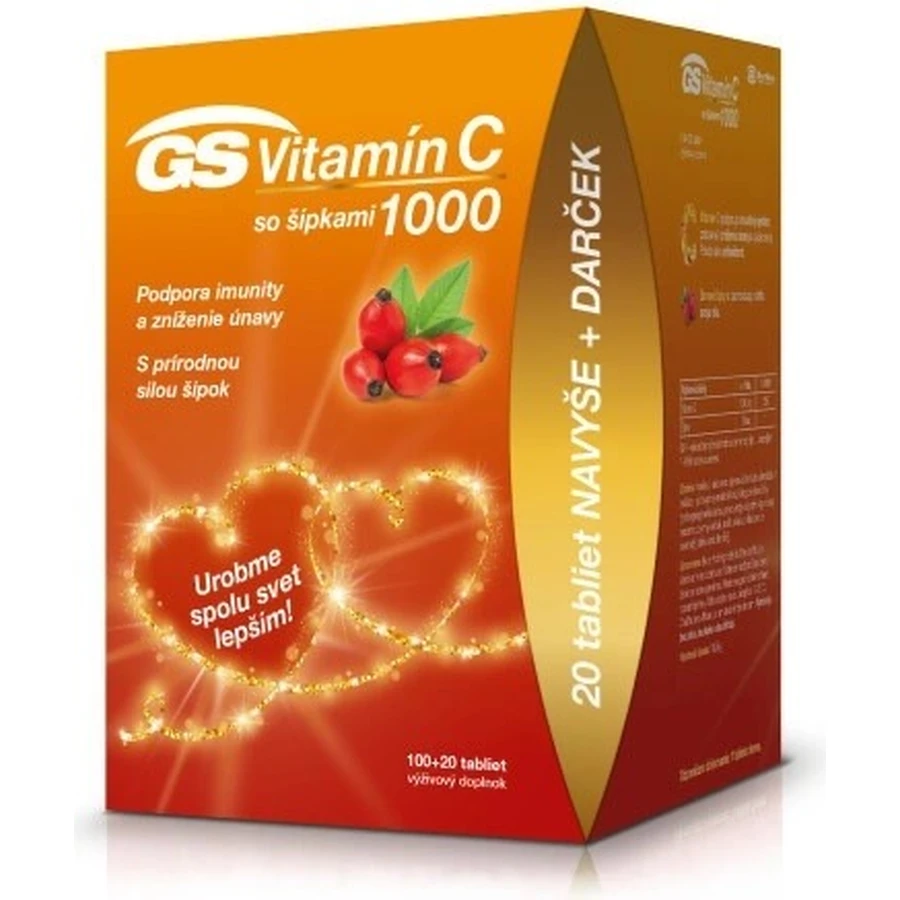 GS Vitamin C 1000+cones, 100+20 tbl 1×100+20 tbl, nutritional supplement