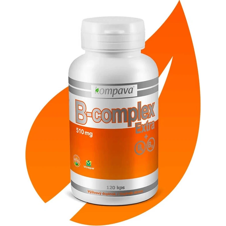 kompava B-complex Extra + B6, B12 1x120 cps, food supplement