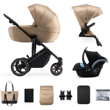 Combinatie kinderwagen KINDERKRAFT SELECT 3in1 Prime 2 Sandrose Beige, Premium 1×1 pc, kinderwagen