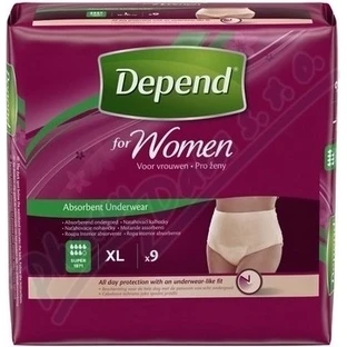 DEPEND SUPER XL dla kobiet 1×9 sztuk, elastyczne majtki, obwód bioder 120-150 cm