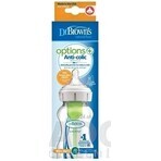 Dr.BROWN'S BABY FOTTLE OPTIONS+ 270 ml 1×1 st, met wijde hals, 0M+, antikoliek, glas, wit