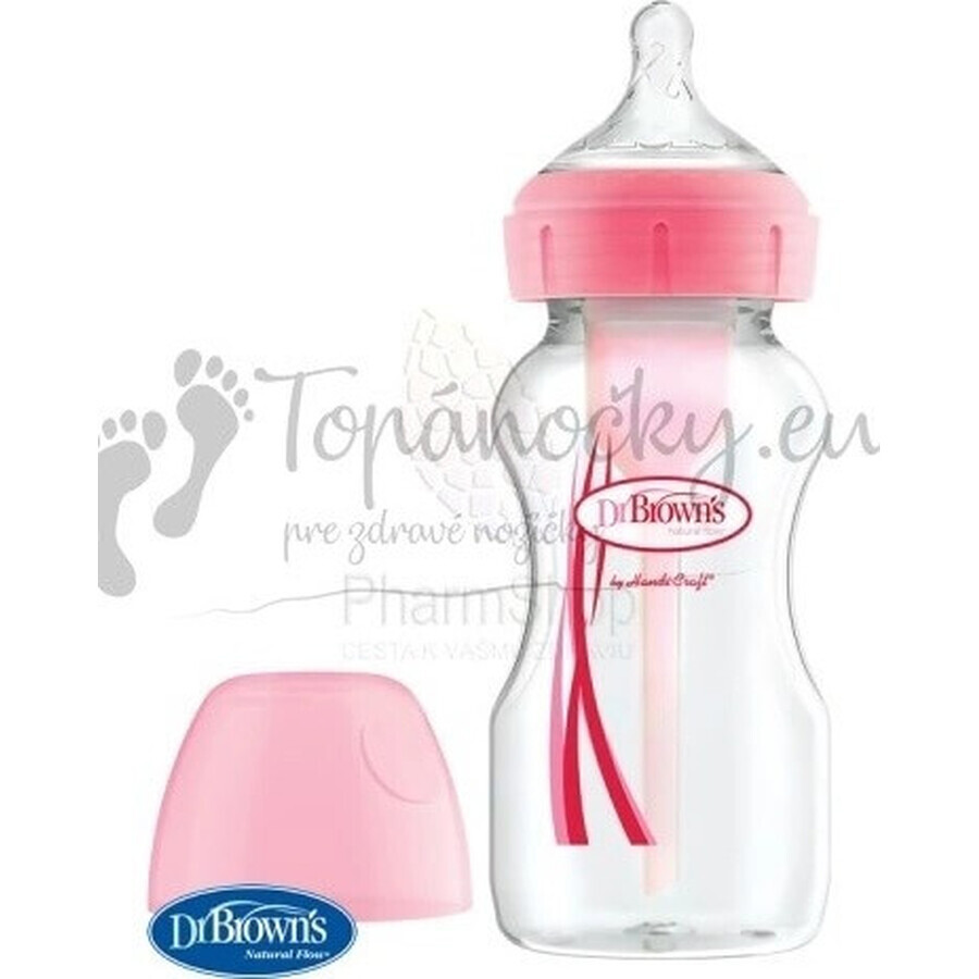 Dr.BROWN'S BABY FOTTLE OPTIONS+ 270 ml 1×1 st, met wijde hals, 0M+, antikoliek, glas, wit