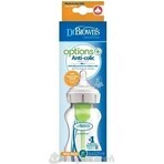 Dr.BROWN'S BABY FOTTLE OPTIONS+ 270 ml 1×1 st, met wijde hals, 0M+, antikoliek, glas, wit