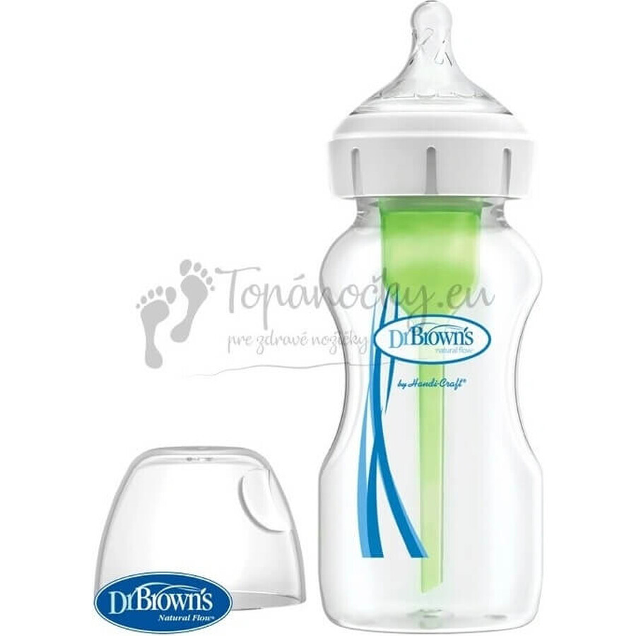 Dr.BROWN'S BABY FOTTLE OPTIONS+ 270 ml 1×1 st, met wijde hals, 0M+, antikoliek, glas, wit