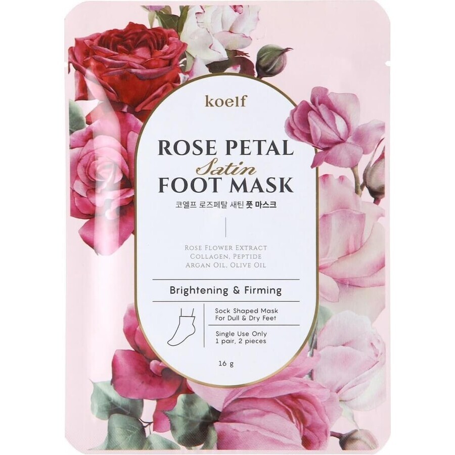 Petitfee & Koelf Maschera piedi in raso con petali di rosa 16 g / 2 pz 1×16 g / 2 pz