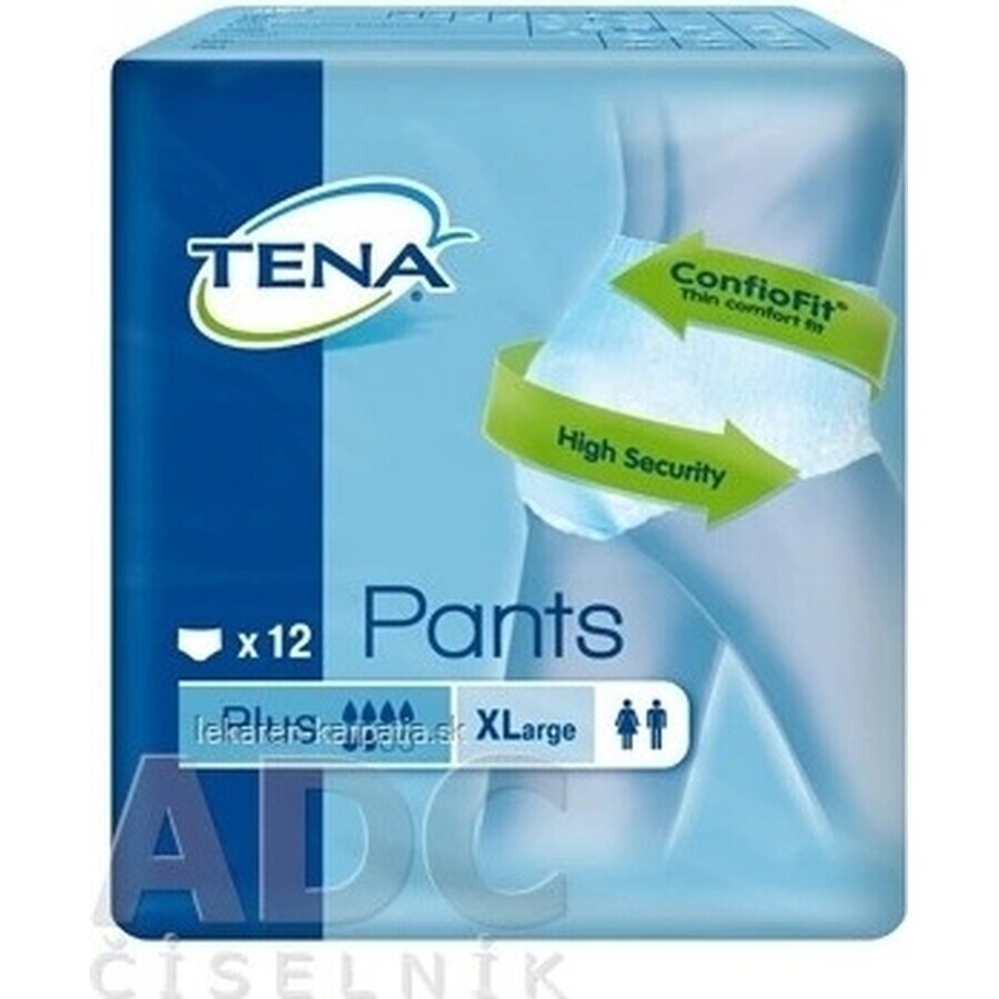 TENA PANTS PLUS EXTRA LARGE 1×12 pieces, stretch absorbent briefs, absorption 1440 ml, hip circumference 120-160 cm