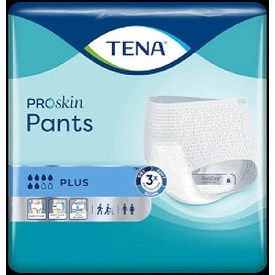 TENA PANTS PLUS EXTRA LARGE 1×12 pieces, stretch absorbent briefs, absorption 1440 ml, hip circumference 120-160 cm