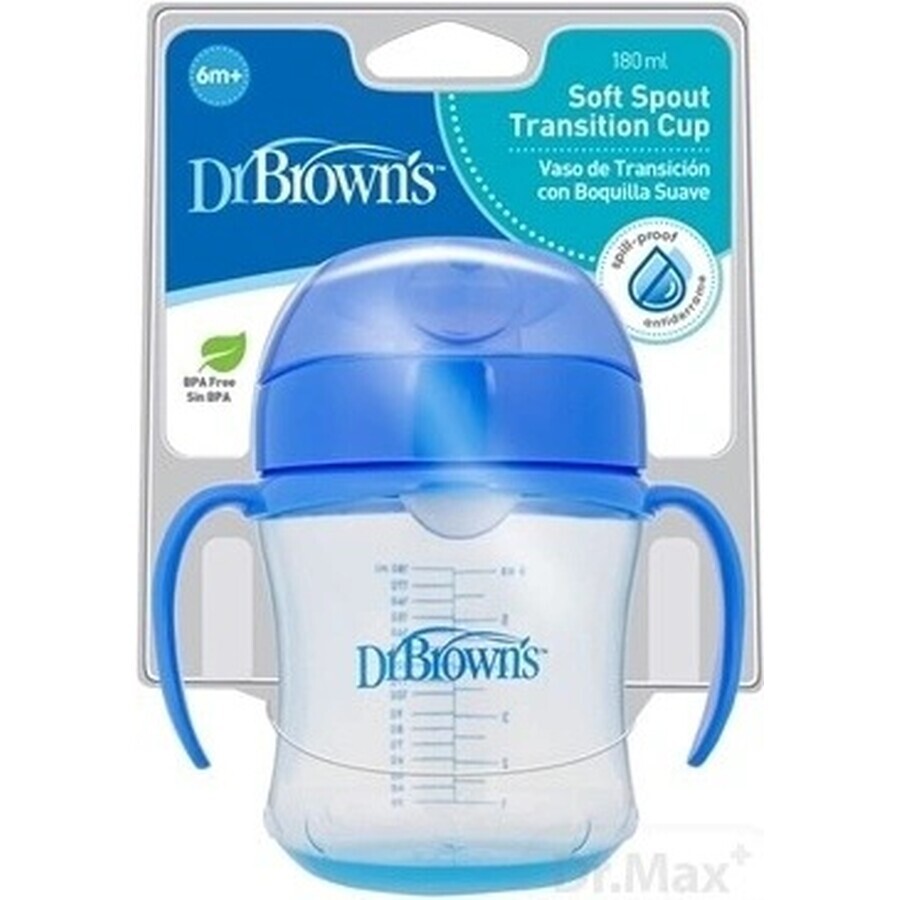 Brown's mug with soft mouthpiece 180ml from 6m blue 1×1 pc, blue mug, 6m+.