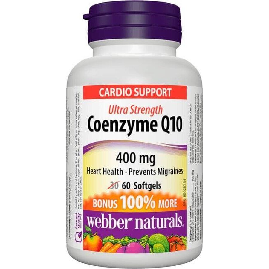 WEBBER NATURALS Co-enzym Q10 400 mg EXTRA STERK 1×60 cps, voedingssupplement