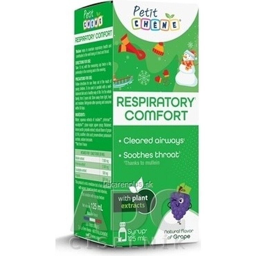 Petit Ademhalingscomfortsiroop voor kinderen 125 ml 1×125 ml 1×125 ml, siroop om de ademhaling te ondersteunen en de keel te verzachten