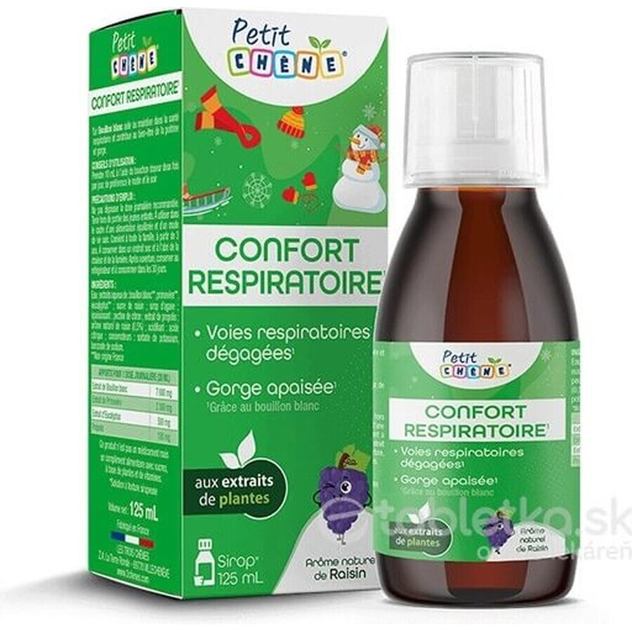 Petit Ademhalingscomfortsiroop voor kinderen 125 ml 1×125 ml 1×125 ml, siroop om de ademhaling te ondersteunen en de keel te verzachten