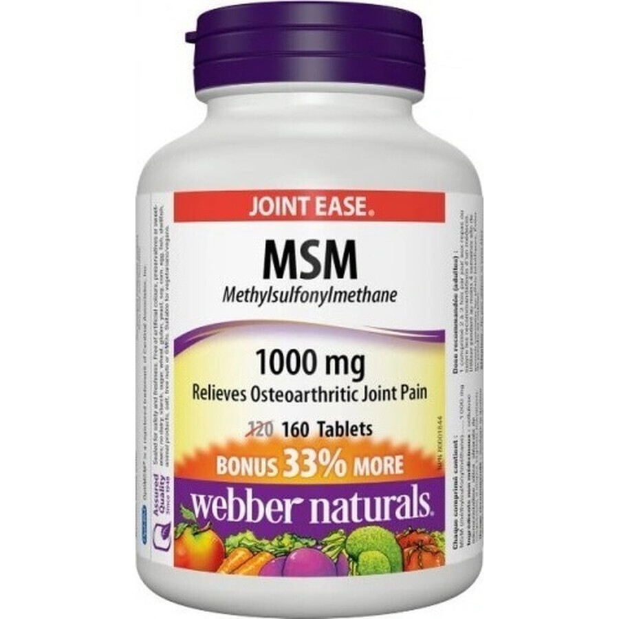 WEBBER NATURALS MSM 1000 mg BONUS 1×160 tbl, voedingssupplement