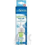 Biberon Dr. BROWN'S OPTIONS+ 120 ml 1×1 pc, étroit, 0M+, anti-colique, plastique, blanc