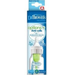 Biberon Dr. BROWN'S OPTIONS+ 120 ml 1×1 pc, étroit, 0M+, anti-colique, plastique, blanc