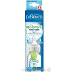 Biberon Dr. BROWN'S OPTIONS+ 120 ml 1×1 pc, étroit, 0M+, anti-colique, plastique, blanc