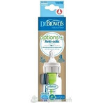 Biberon Dr. BROWN'S OPTIONS+ 120 ml 1×1 pc, étroit, 0M+, anti-colique, plastique, blanc