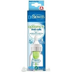 Biberon Dr. BROWN'S OPTIONS+ 120 ml 1×1 pc, étroit, 0M+, anti-colique, plastique, blanc