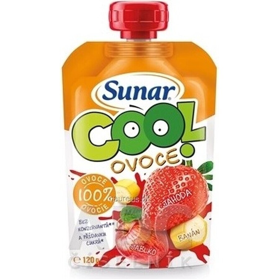 Sunar COOL Fruit Banane, Erdbeeren, Äpfel 1×120 g, Banane, Erdbeeren, Äpfel, 12m+