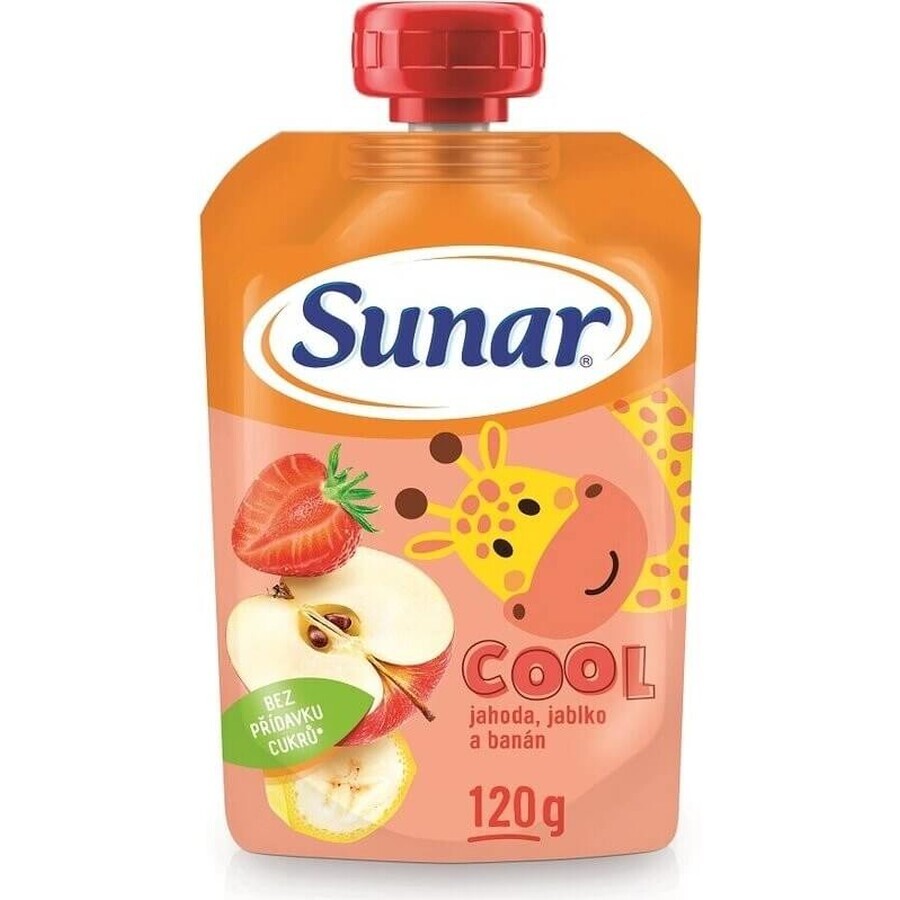 Sunar COOL Fruit Banane, Erdbeeren, Äpfel 1×120 g, Banane, Erdbeeren, Äpfel, 12m+