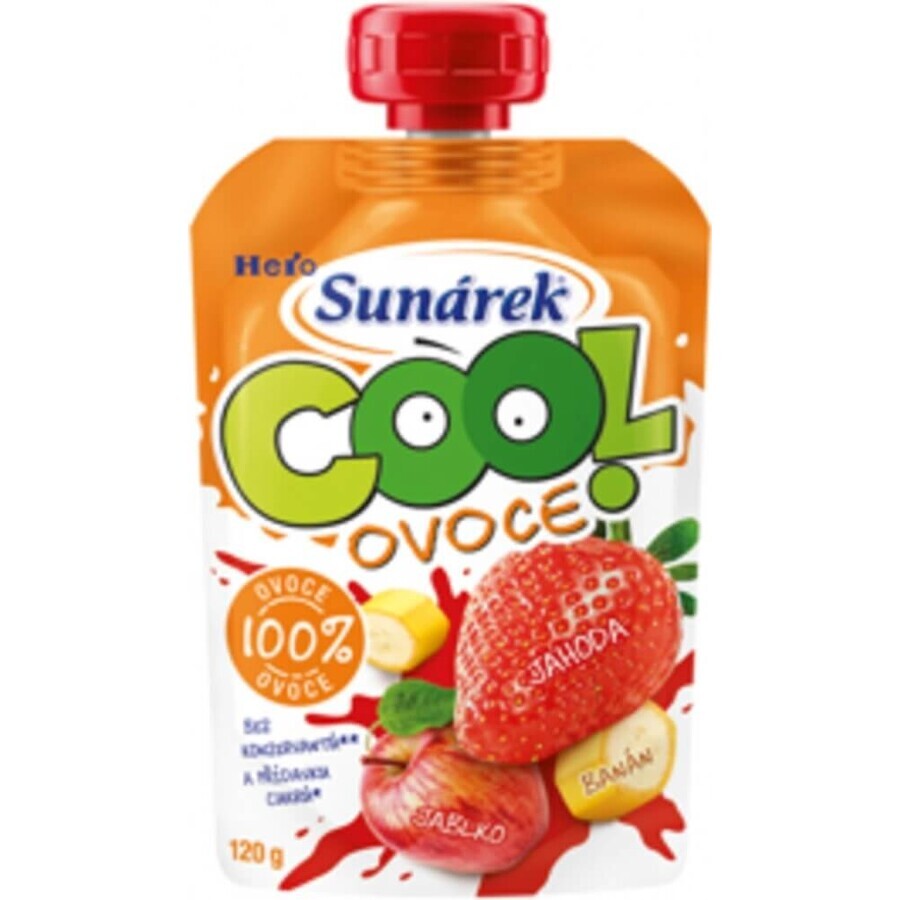 Sunar COOL Fruit Banane, Erdbeeren, Äpfel 1×120 g, Banane, Erdbeeren, Äpfel, 12m+