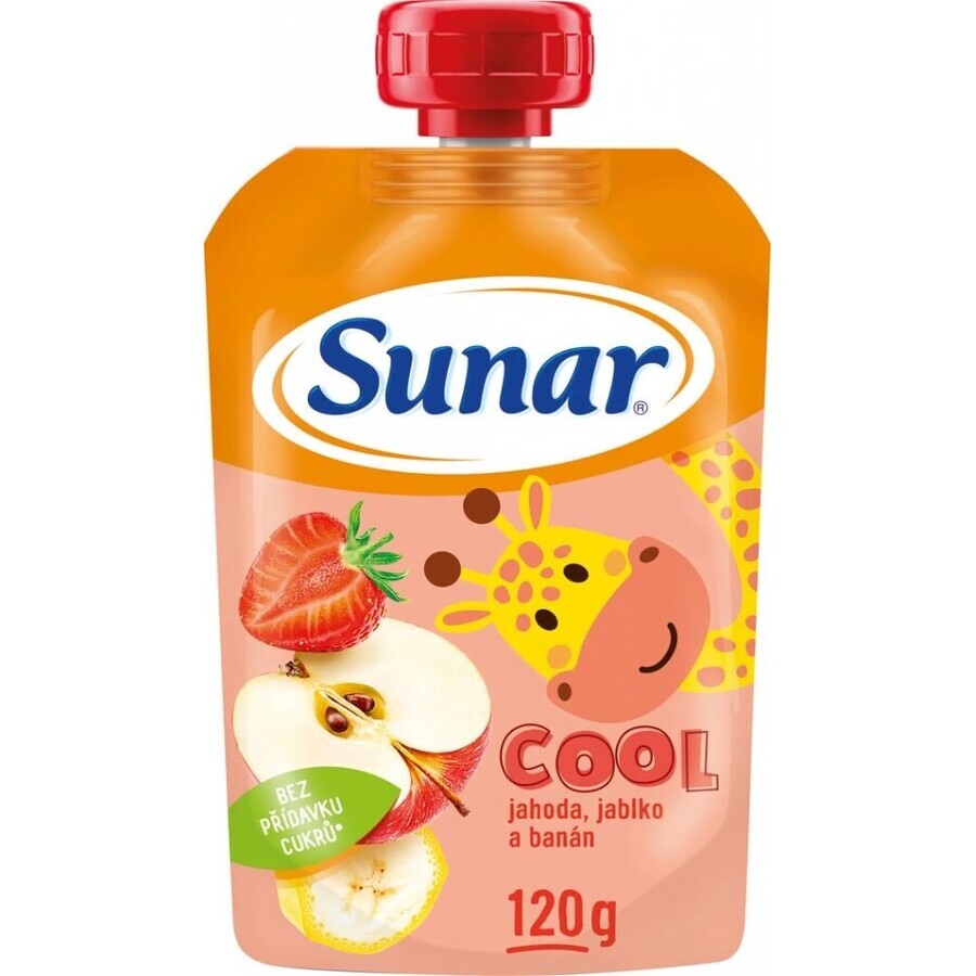 Sunar COOL Fruit Banane, Erdbeeren, Äpfel 1×120 g, Banane, Erdbeeren, Äpfel, 12m+