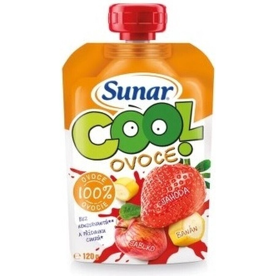 Sunar COOL Fruit Banane, Erdbeeren, Äpfel 1×120 g, Banane, Erdbeeren, Äpfel, 12m+