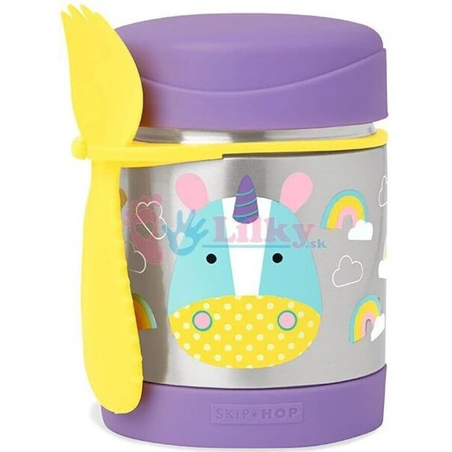 SKIP HOP Zoo Thermos alimentaire avec cuillère et fourchette licorne, 12 m+ 1×325 ml, thermos alimentaire