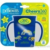 DR.BROWNS Mok Cheers 360° JUNGLE 6M+ blauw 1×200 ml, drinken zonder druppelen en braken