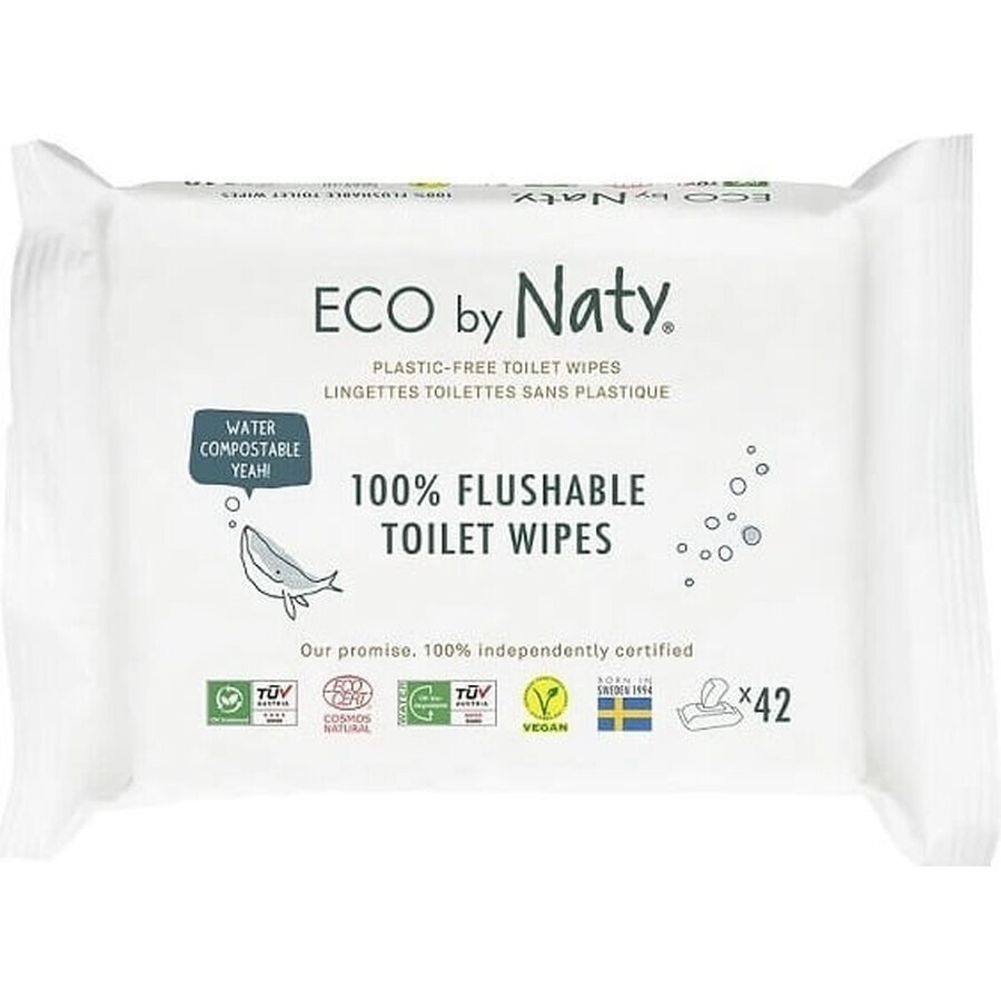 Eco by Naty Șervețele umede cu funcție de hârtie igienică fără parfum 1×42 buc, șervețele umede