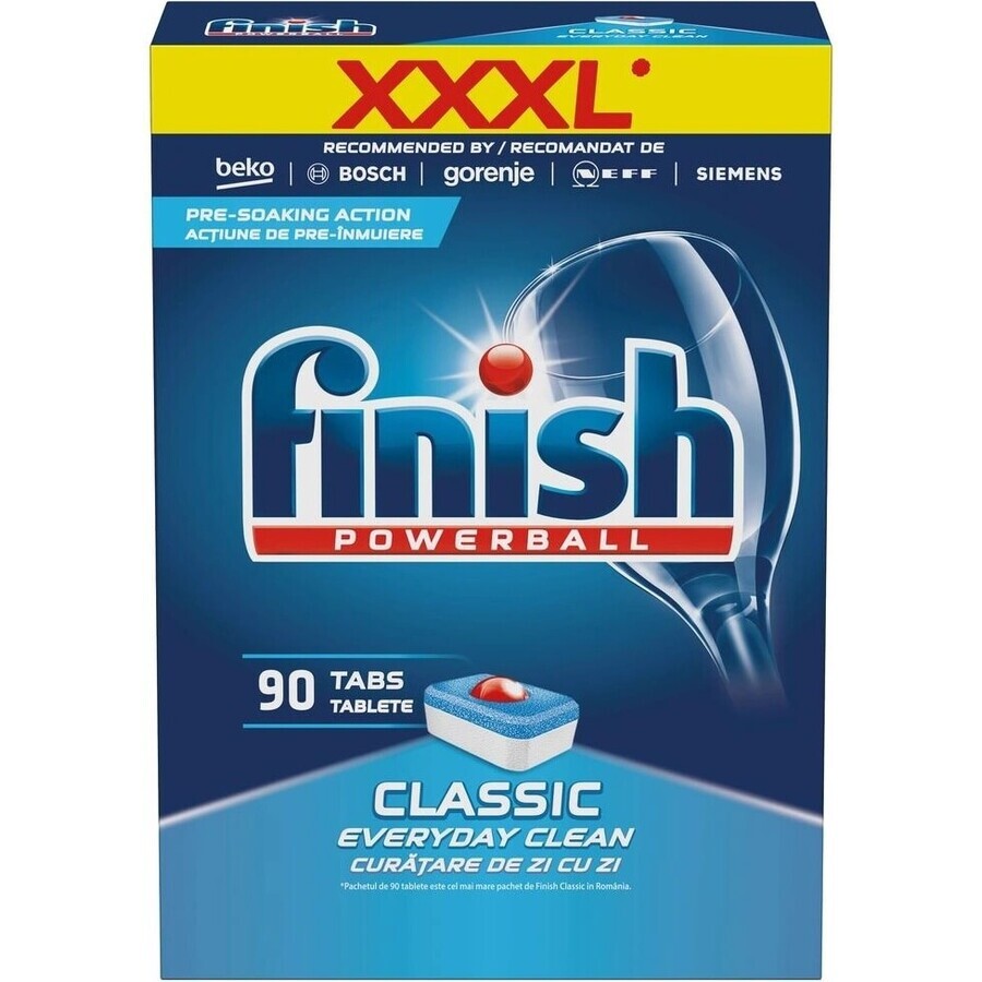 Finish tabs Classic Regular 1×90 buc, tablete de spălat vase