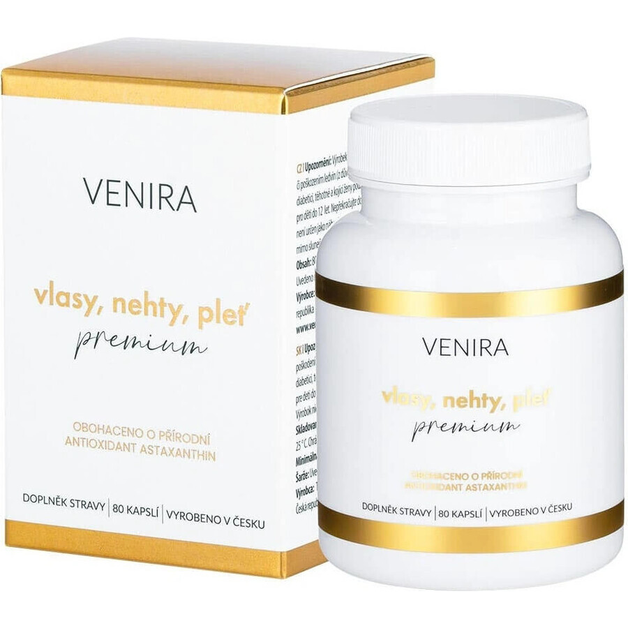 VENIRA PREMIUM capsules voor haar, nagels en huid, kuur van 40 dagen 1×80 cps, voedingssupplement